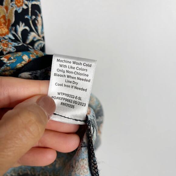 Evereve XSmall XS Black Orange Floral Swing Tank Top Square Neck Printed Smocked - Picture 7 of 9